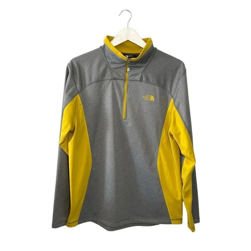 The North Face gray and chartreuse yellow 1/4 zip pullover - L